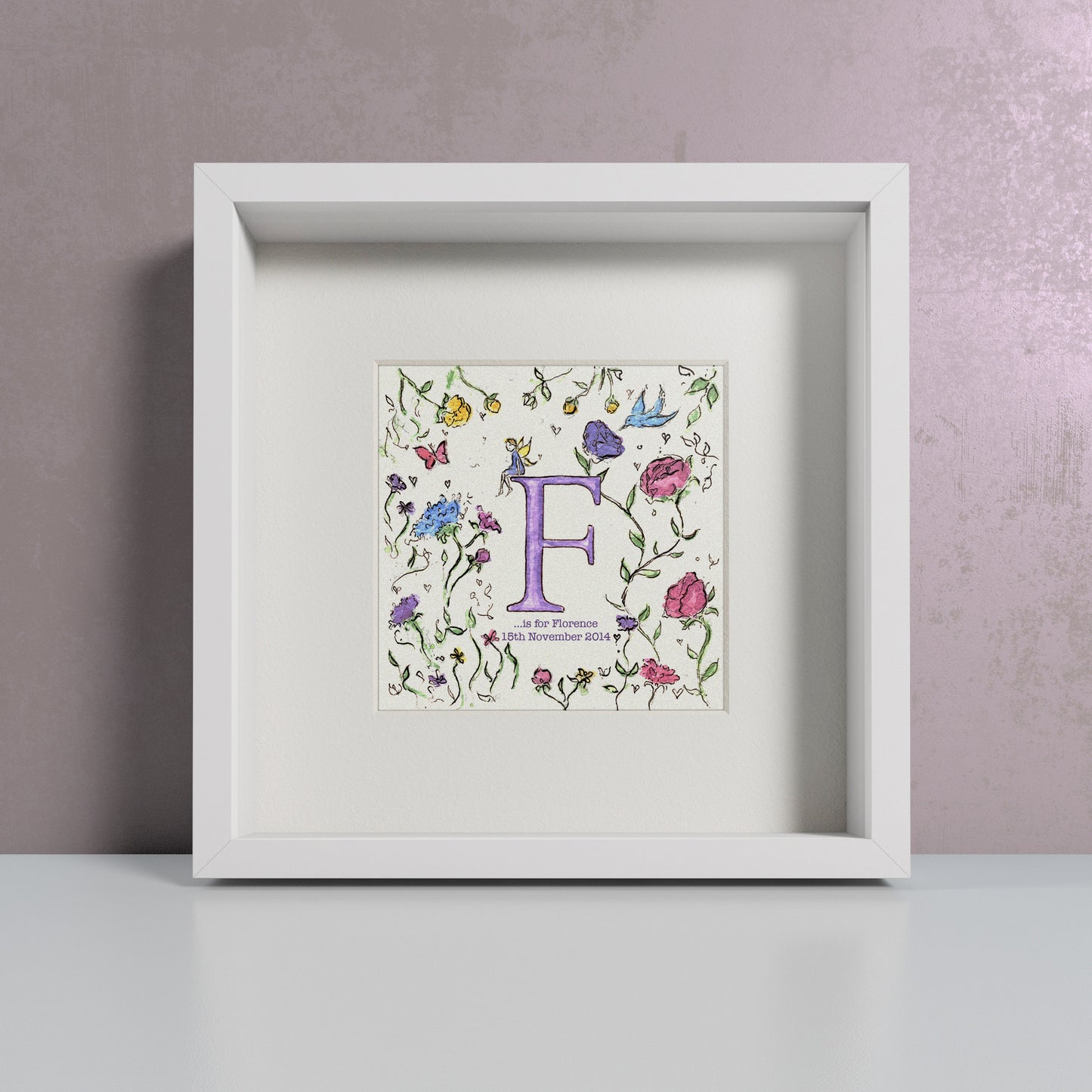 Bluebirds & Roses - Personalised Print