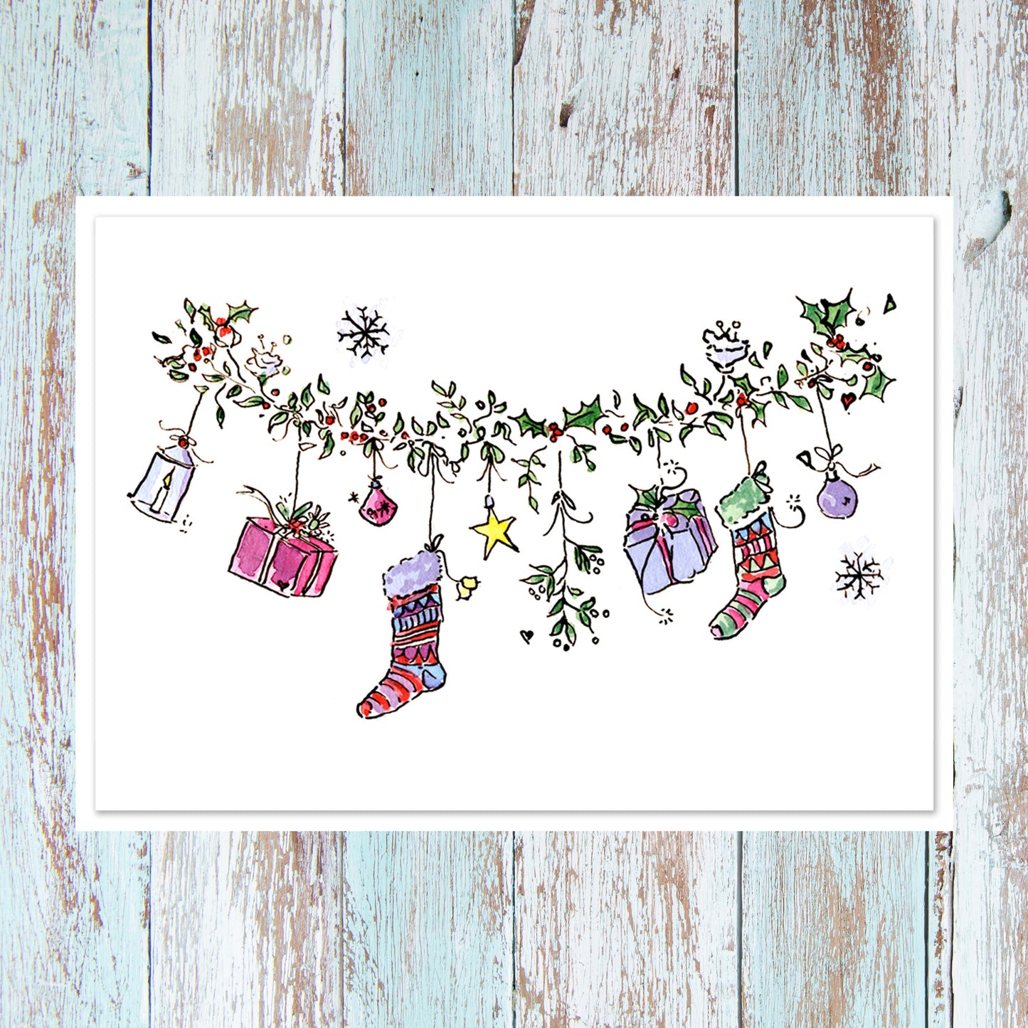 Christmas Stockings - Personalised card