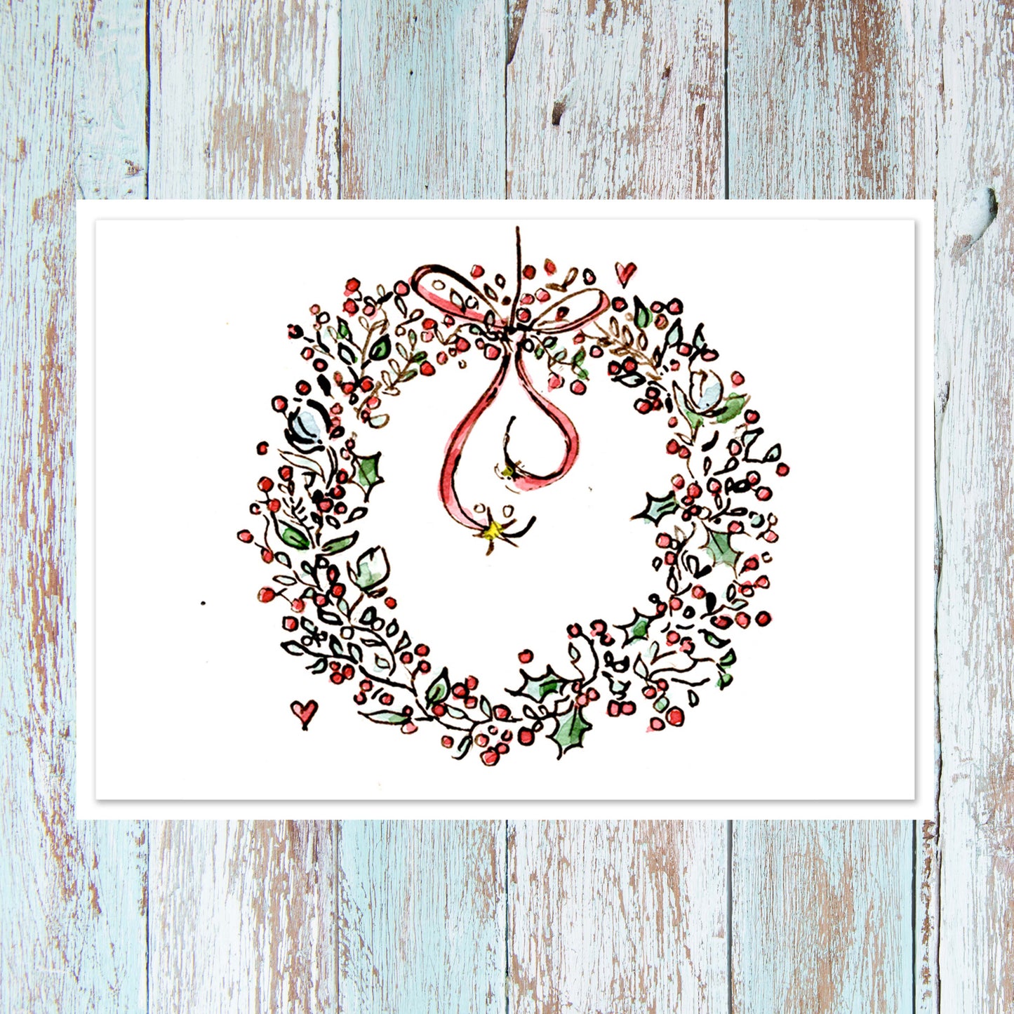 Christmas Wreath - Personalised card